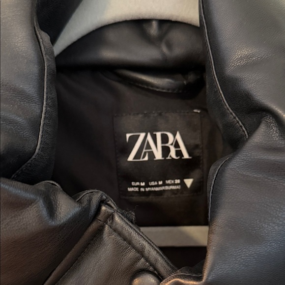 Zara Women's Leather Puffer Coat - Picture 2 of 2